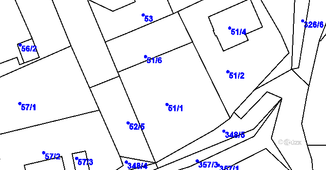 Parcela st. 51/1 v KÚ Šabina, Katastrální mapa
