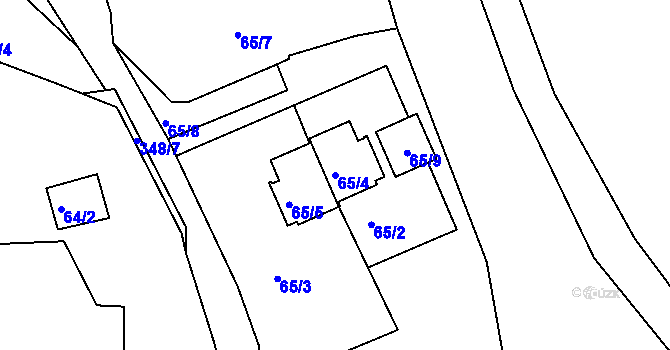 Parcela st. 65/4 v KÚ Šabina, Katastrální mapa
