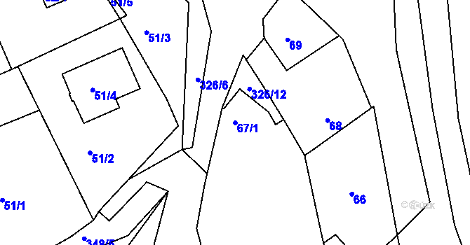 Parcela st. 67/1 v KÚ Šabina, Katastrální mapa