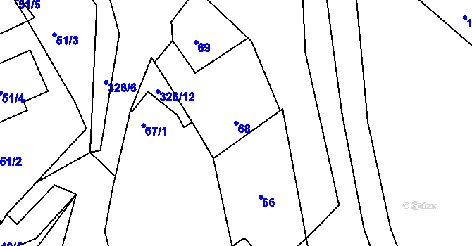 Parcela st. 68 v KÚ Šabina, Katastrální mapa