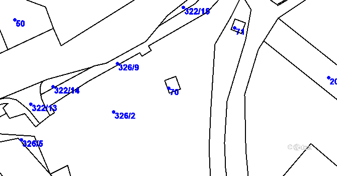 Parcela st. 70 v KÚ Šabina, Katastrální mapa