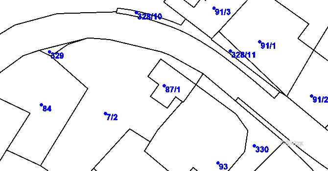 Parcela st. 87/1 v KÚ Šabina, Katastrální mapa