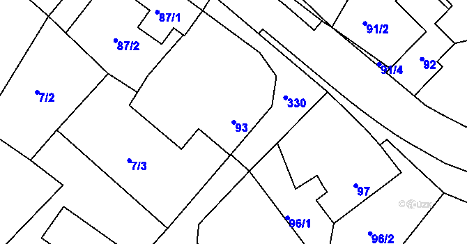 Parcela st. 93 v KÚ Šabina, Katastrální mapa