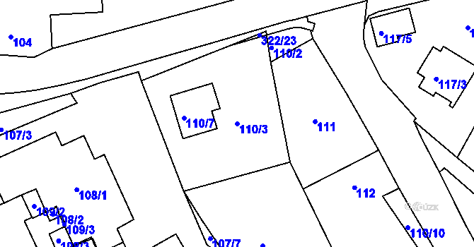 Parcela st. 110/3 v KÚ Šabina, Katastrální mapa