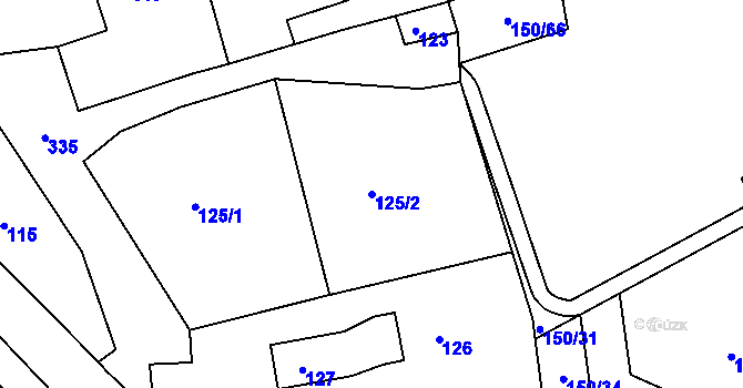 Parcela st. 125/2 v KÚ Šabina, Katastrální mapa