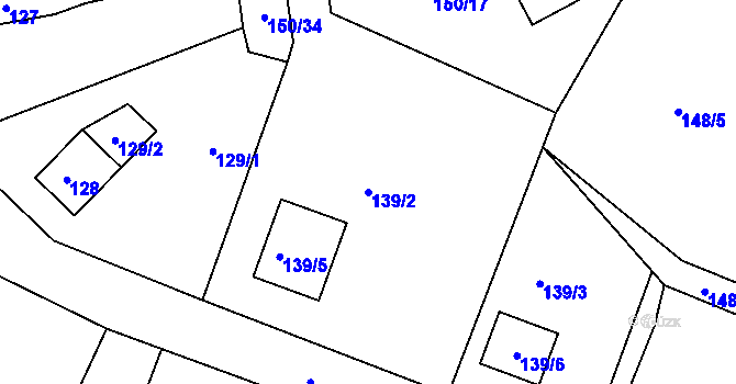 Parcela st. 139/2 v KÚ Šabina, Katastrální mapa