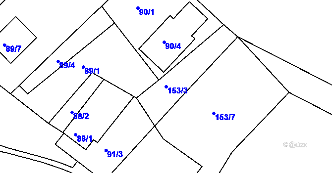 Parcela st. 153/3 v KÚ Šabina, Katastrální mapa