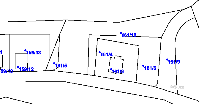 Parcela st. 161/4 v KÚ Šabina, Katastrální mapa
