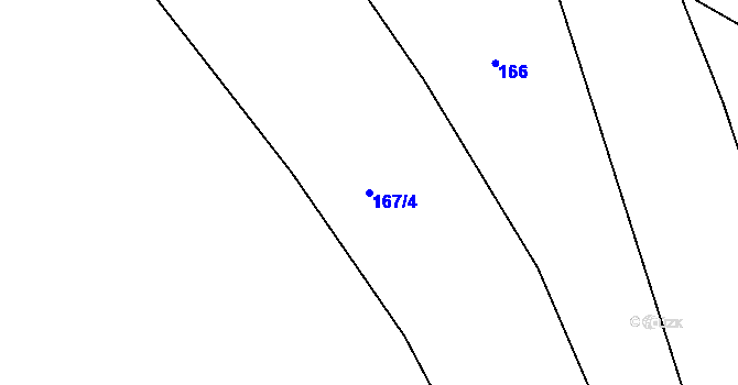 Parcela st. 167/4 v KÚ Šabina, Katastrální mapa