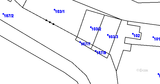 Parcela st. 167/7 v KÚ Šabina, Katastrální mapa
