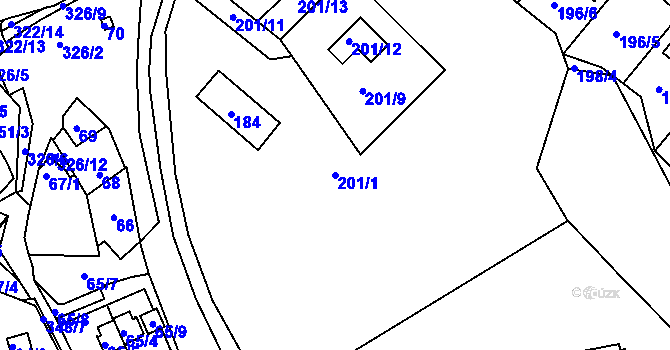 Parcela st. 201/1 v KÚ Šabina, Katastrální mapa