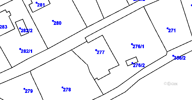 Parcela st. 277 v KÚ Šabina, Katastrální mapa