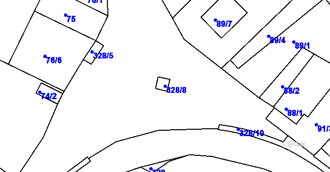 Parcela st. 328/8 v KÚ Šabina, Katastrální mapa