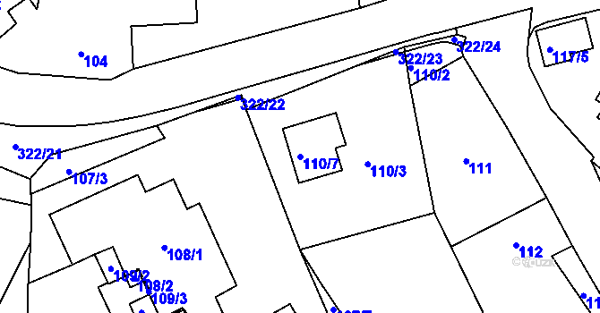 Parcela st. 110/7 v KÚ Šabina, Katastrální mapa