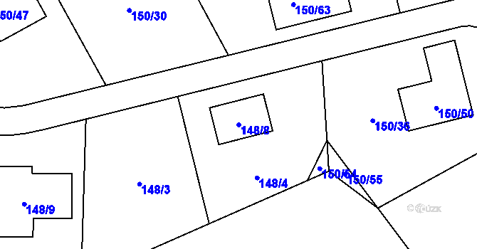 Parcela st. 148/8 v KÚ Šabina, Katastrální mapa