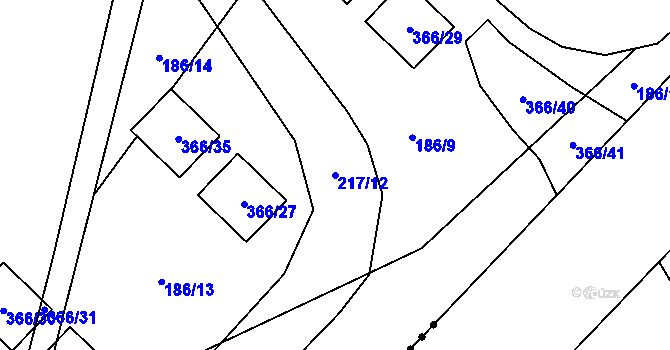 Parcela st. 217/12 v KÚ Šabina, Katastrální mapa