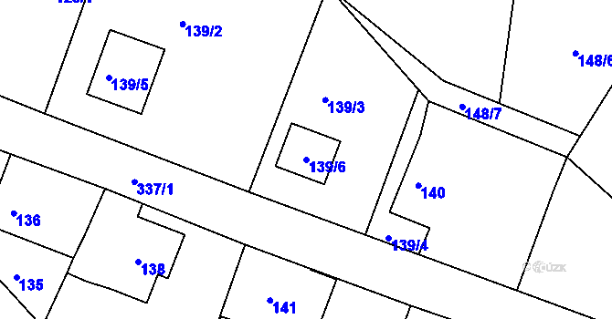 Parcela st. 139/6 v KÚ Šabina, Katastrální mapa