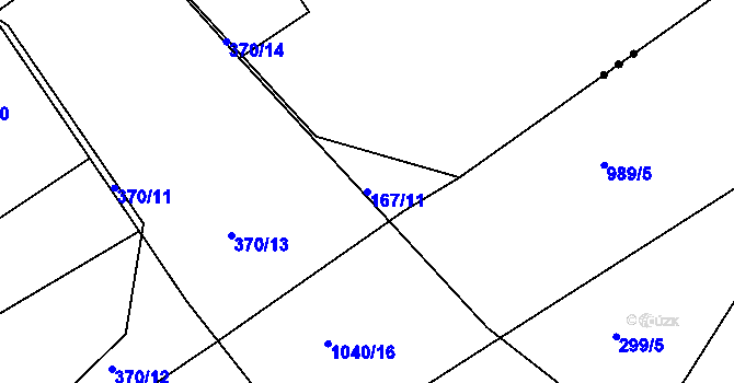Parcela st. 167/11 v KÚ Šabina, Katastrální mapa
