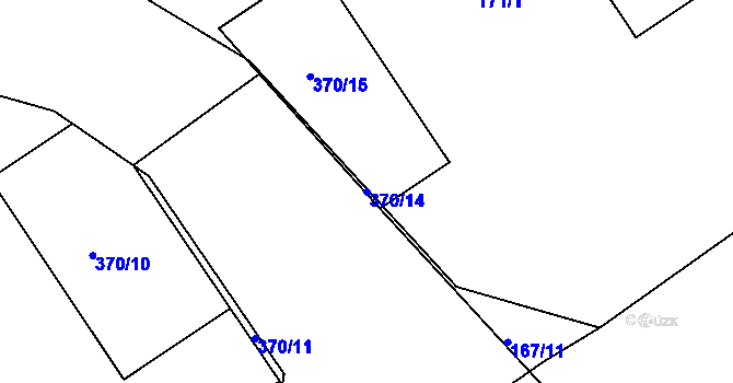 Parcela st. 370/14 v KÚ Šabina, Katastrální mapa