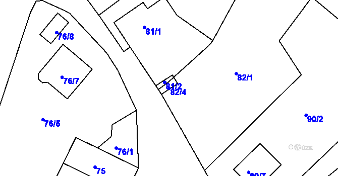 Parcela st. 82/4 v KÚ Šabina, Katastrální mapa