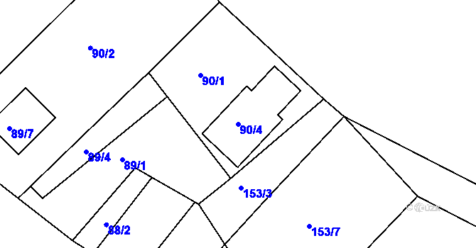 Parcela st. 90/4 v KÚ Šabina, Katastrální mapa
