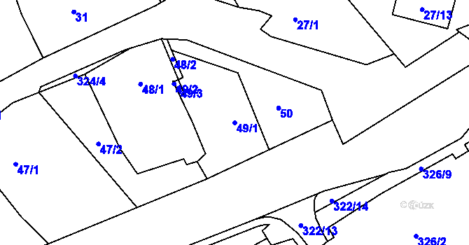 Parcela st. 49/1 v KÚ Šabina, Katastrální mapa