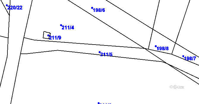Parcela st. 211/5 v KÚ Hvozdnice u Hradce Králové, Katastrální mapa