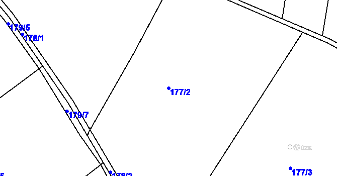 Parcela st. 177/2 v KÚ Hvozdnice u Hradce Králové, Katastrální mapa