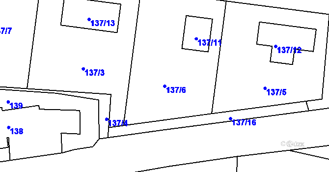 Parcela st. 137/6 v KÚ Hvozdnice u Hradce Králové, Katastrální mapa