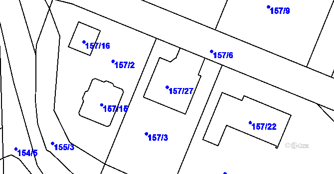 Parcela st. 157/27 v KÚ Hvozdnice u Hradce Králové, Katastrální mapa