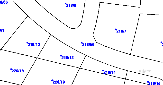 Parcela st. 218/56 v KÚ Hvozdnice u Hradce Králové, Katastrální mapa