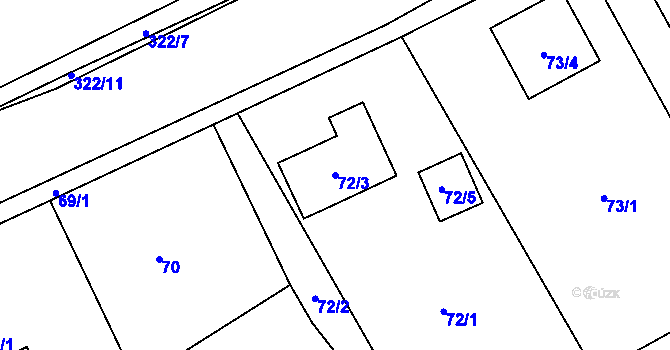 Parcela st. 72/3 v KÚ Libčany, Katastrální mapa