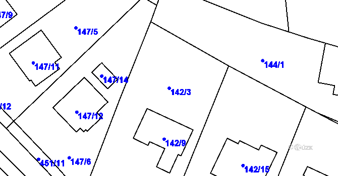 Parcela st. 142/3 v KÚ Libčany, Katastrální mapa