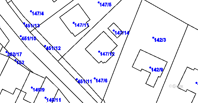Parcela st. 147/12 v KÚ Libčany, Katastrální mapa