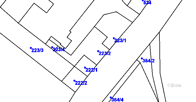 Parcela st. 223/2 v KÚ Libčany, Katastrální mapa