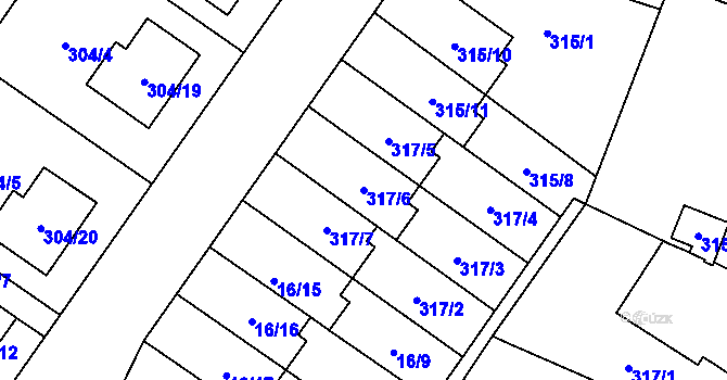 Parcela st. 317/6 v KÚ Libčany, Katastrální mapa