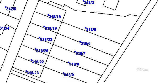 Parcela st. 318/6 v KÚ Libčany, Katastrální mapa