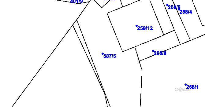 Parcela st. 387/5 v KÚ Libčany, Katastrální mapa