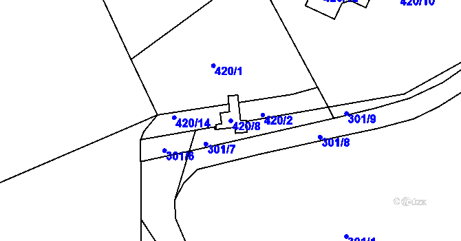 Parcela st. 420/8 v KÚ Libčany, Katastrální mapa