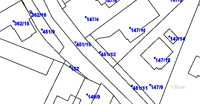 Parcela st. 451/12 v KÚ Libčany, Katastrální mapa