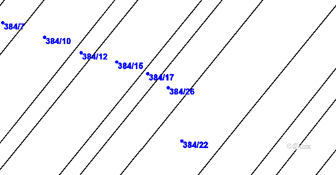 Parcela st. 384/26 v KÚ Libčany, Katastrální mapa