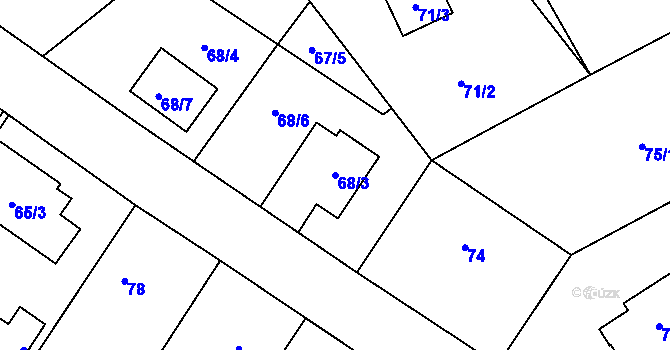 Parcela st. 68/3 v KÚ Libčany, Katastrální mapa