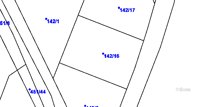 Parcela st. 142/16 v KÚ Libčany, Katastrální mapa