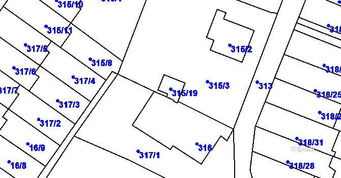 Parcela st. 315/19 v KÚ Libčany, Katastrální mapa