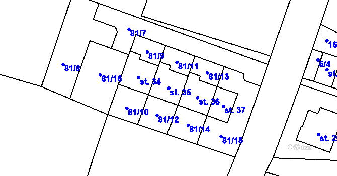 Parcela st. 35 v KÚ Želí, Katastrální mapa