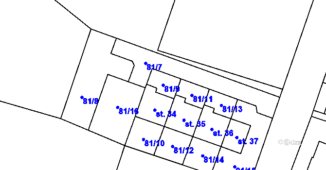 Parcela st. 81/9 v KÚ Želí, Katastrální mapa