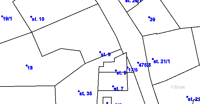 Parcela st. 9 v KÚ Hořenec, Katastrální mapa