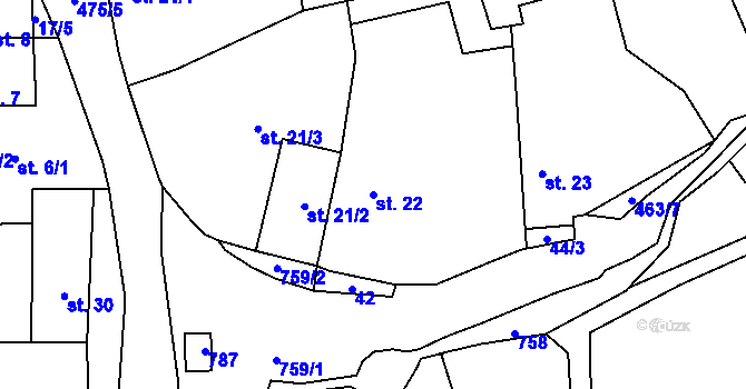 Parcela st. 22 v KÚ Hořenec, Katastrální mapa