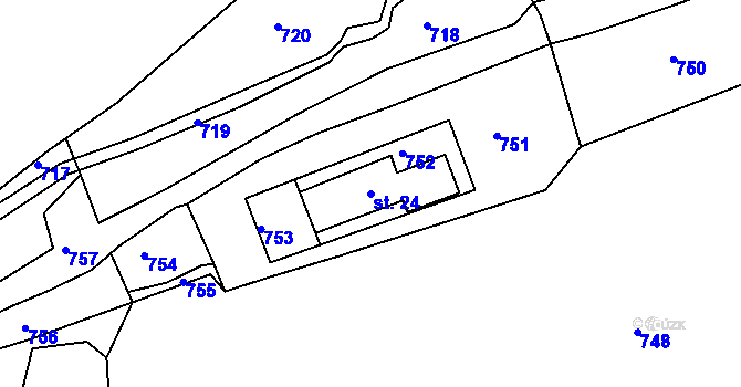 Parcela st. 24 v KÚ Hořenec, Katastrální mapa