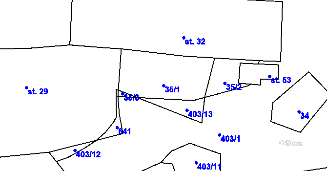 Parcela st. 35/1 v KÚ Jablonec u Libčevsi, Katastrální mapa